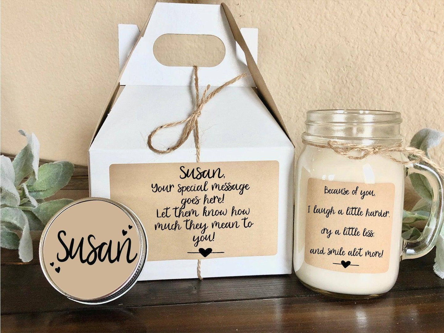 Best Friend Gift | Personalized Friendship Candle | Because of You I Smile A Lot More Thegiftgalashop